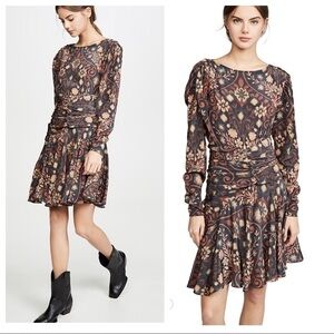 Preen Black Brocade Floral Ruched Dress Large
